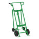 A green Valley Craft 4-wheel steel drum truck with black wheels.