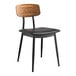 A Lancaster Table & Seating black wood chair with a black vinyl seat and wood back.