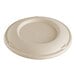 A white fiber lid with a round edge and a circle in the center.
