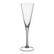 An Acopa Select Trumpet wine glass with a long stem and a clear flute.