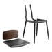 A Lancaster Table & Seating black wooden chair with black vinyl padding on the seat and espresso wood on the back.