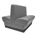 A grey booth seat with a black back and seat.