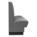 A graphite grey booth with a black seat and back.