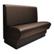 A brown leather booth from QA Group with black legs.