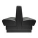 A QA Group black double back booth with black leather seating.