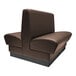 A QA Group brown leather double back booth with a black base.