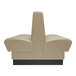 A beige booth with a long back and a plain double back.