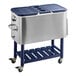 A stainless steel Choice beverage cooler cart with two trays on wheels.