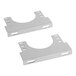 A pair of silver metal ServIt mounting brackets with holes.
