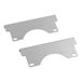 A pair of silver metal ServIt mounting brackets with holes.