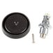 A black and white Equip by T&S 5SV-KIT knob with a screw and nut.