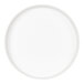 A white round melamine bowl with a circular rim.