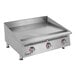 A stainless steel Star Ultra-Max liquid propane griddle with thermostatic controls.
