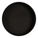 A black round melamine bowl with a white background.