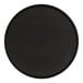 A black round melamine bowl with a black rim.