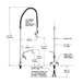 A diagram of a T&S EasyInstall deck mounted pre-rinse faucet with a curved spout and flex hose.