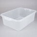 A Vollrath clear plastic food storage box with handles.