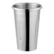 A silver stainless steel AvaMix malt cup with a black rim.