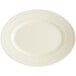 A white oval melamine platter with a pattern on it.