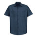 A Red Kap men's short sleeve navy work shirt with pockets.