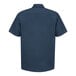 The back of a Red Kap men's navy industrial work shirt.