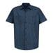 A Red Kap men's short sleeve navy work shirt with pockets.