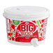 A white plastic container with a white lid filled with Master of Mixes Big Bucket Strawberry Daiquiri / Margarita Mix.