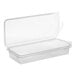 A D&W Fine Pack clear plastic clamshell herb pack with a clear lid.