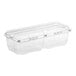 A D&W Fine Pack clear plastic clamshell container with vented lid.