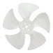 A white plastic Avantco evaporator fan blade with four blades.