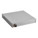 A stainless steel square pan with a pipe.