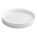 A white plastic continuous thread flat lid with a foam liner.