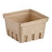 A white square cardboard Choice Produce basket with holes on the sides.
