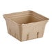 A square brown cardboard container with holes.