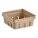 A square cardboard basket with holes for produce.