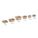 A set of brown pulp produce baskets in various sizes, including a 0.5 pint basket.