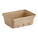 A rectangular brown cardboard container with holes.