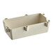 A white rectangular plastic box with four holes.