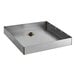 An Avantco stainless steel evaporator pan with a hole in the middle.