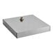 An Avantco stainless steel square metal box with a hole.