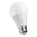 A close-up of a Satco A19 LED light bulb with a switch to change color temperatures.