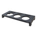 A black rectangular wooden stand with four holes.
