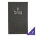 A black and purple H. Risch, Inc. menu cover with fabric on the inside and outside.