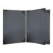 A grey rectangular menu cover with a black border and corners.