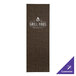 A brown rectangular menu cover with white text on it.