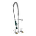 A Krowne Royal Series wall-mount pre-rinse faucet with a hose and sprayer.