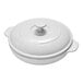 A white round container with a lid.