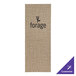 A tan fabric menu cover with black and white text that says "Mineral" and "Milan"