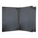 A grey rectangular menu cover with a black border and corners.