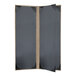A black rectangular menu cover with a brown stripe and white border.